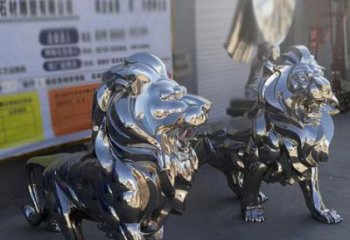 雕塑獅子景觀制造，街景小品，不銹鋼獅子雕塑優價
