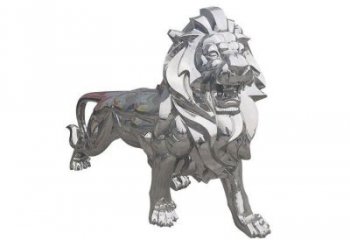 鏡面獅子雕塑生產(chǎn)，景區(qū)案例，不銹鋼拋光獅子雕塑優(yōu)選