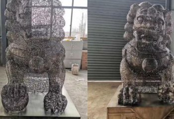 透雕獅子雕塑常用，鏤空概念，不銹鋼獅子雕塑展品