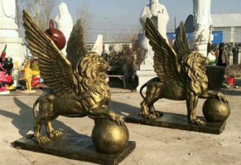 景觀獅子雕塑選用，美陳雕塑，飛獅雕塑展示專供