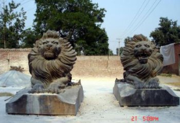 戶外獅子雕塑優價，景觀概念，趴獅雕塑制作精品
