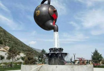 流水吊壺雕塑，懸空風格，吊壺雕塑定制