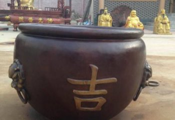 紫銅吉祥銅缸雕塑
