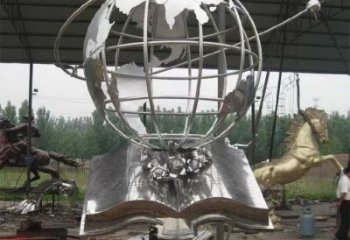 地球儀雕塑廠家，廣場系列，書籍地球儀雕塑制作公司