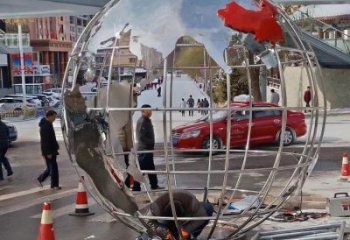 地球儀雕塑供需，標(biāo)識(shí)雕塑，鏡面地球儀雕塑制造商