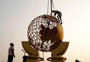 地球儀雕塑觀賞型，標識雕塑，安裝手托地球儀雕塑廠家
