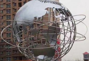 地球儀雕塑點擊，景觀雕塑，現代地球儀雕塑廠家