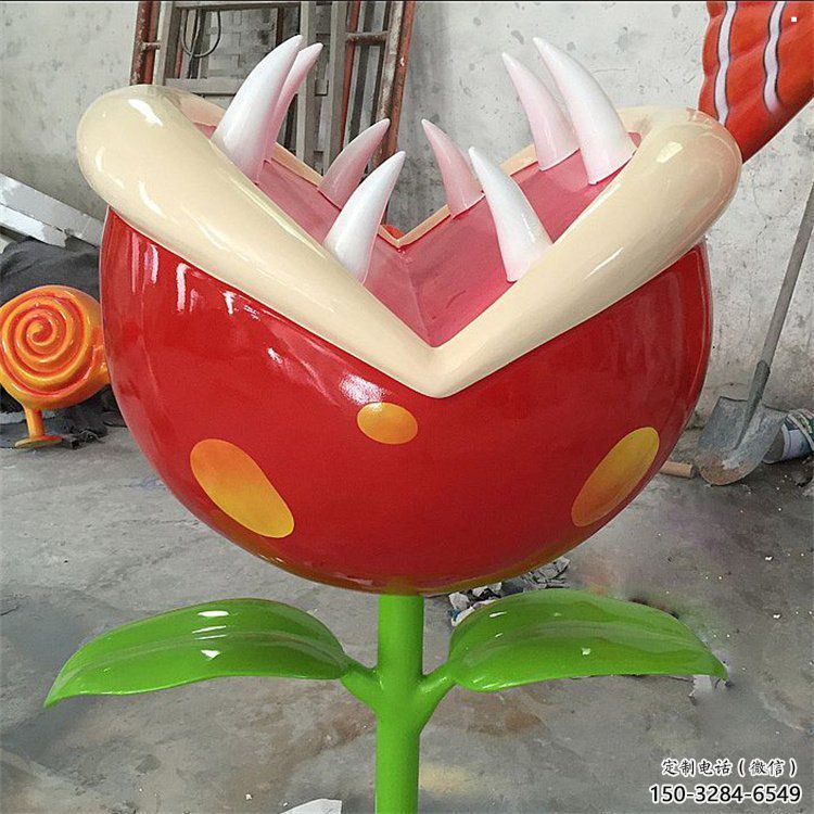 食人花雕塑廠家，美陳雕塑，抽象食人花雕塑預定