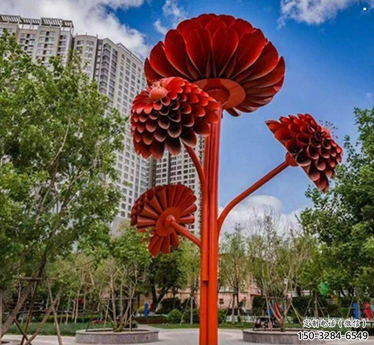 大型梧桐花雕塑制作，花園小品，梧桐花雕塑廠家提供