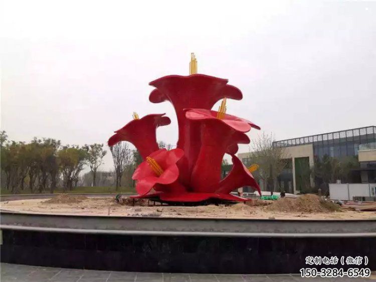 烤漆梧桐花雕塑制造商，室外軟裝，景觀梧桐花雕塑制作廠家