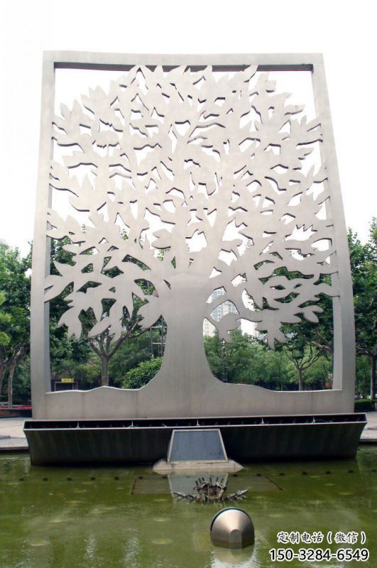 櫻花雕塑廠家，剪紙雕塑，不銹鋼櫻花雕塑供應