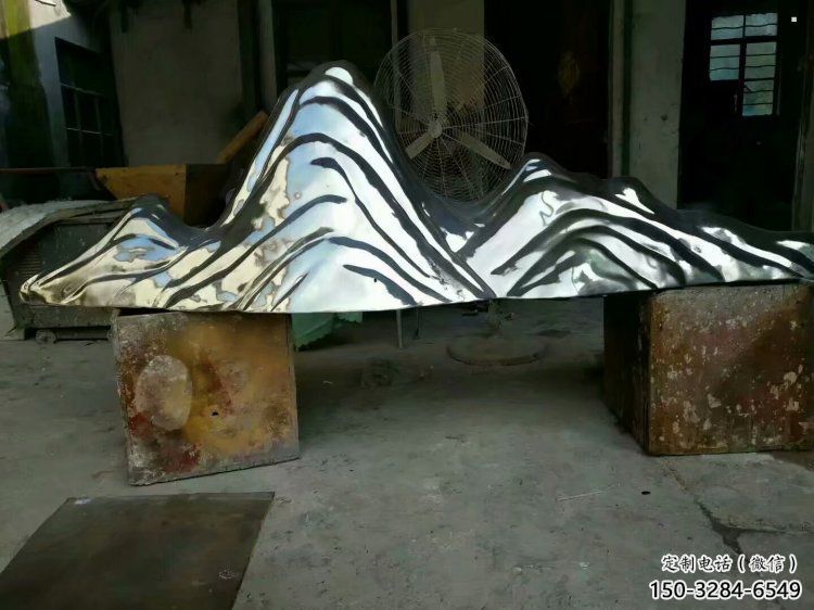 小區假山雕塑，拉絲景觀雕塑，抽象效果