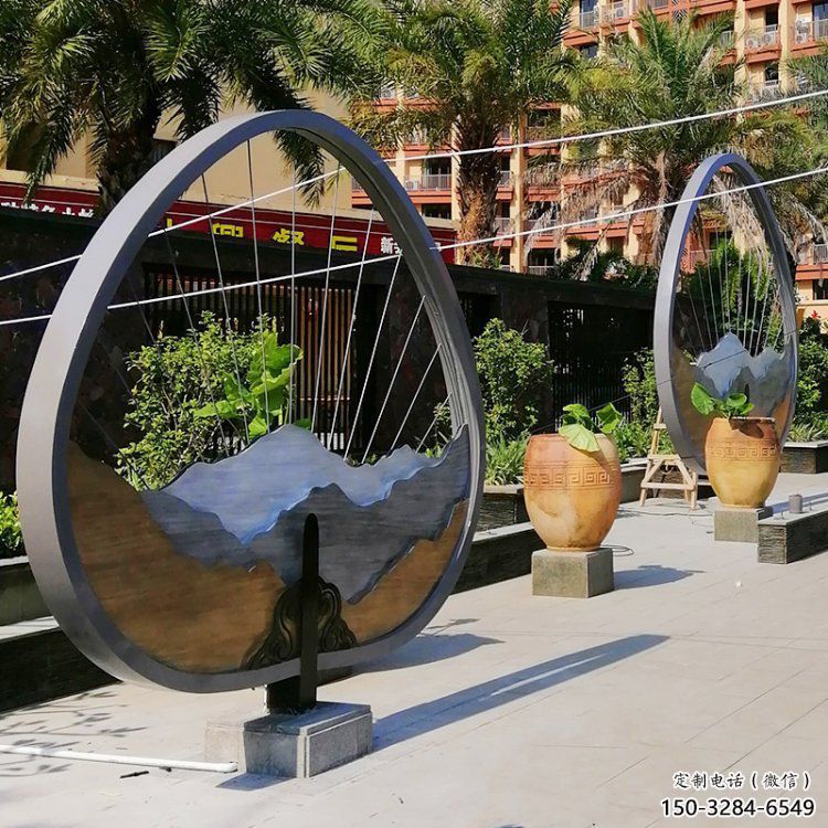 假山小品雕塑，彩鋼制作，金屬景觀假山雕塑價格