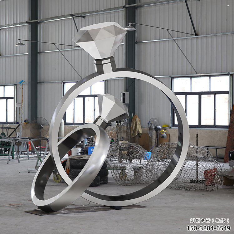 藝術鉆戒雕塑觀賞型，街景小品，鉆戒雕塑主題常用