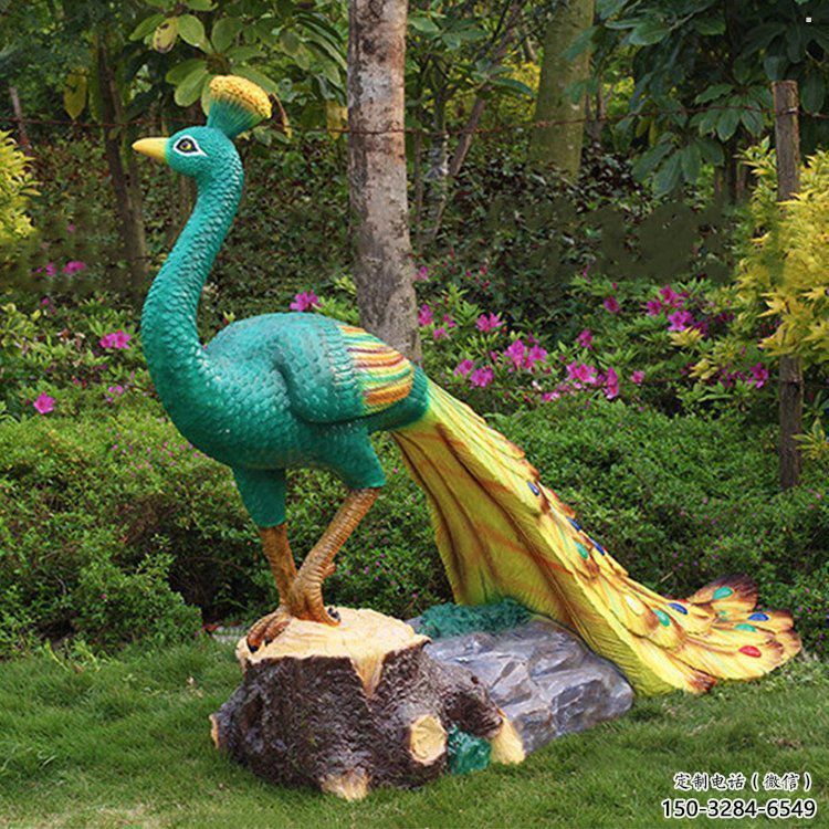 彩繪孔雀雕塑訂做，街景小品，戶外仿真孔雀雕塑制作?