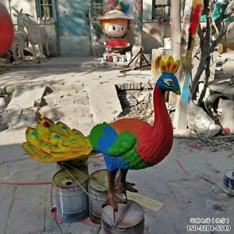 中式彩繪孔雀雕塑，廣場(chǎng)系列，仿真孔雀雕塑供需?
