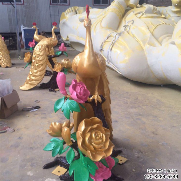 制造孔雀雕塑展品，黃銅材質，銅孔雀雕塑廠家常用