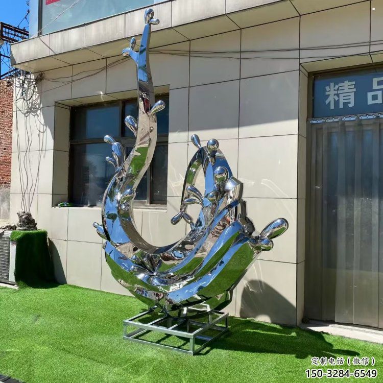 海浪雕塑制造廠家，鏡面工藝，不銹鋼材質
