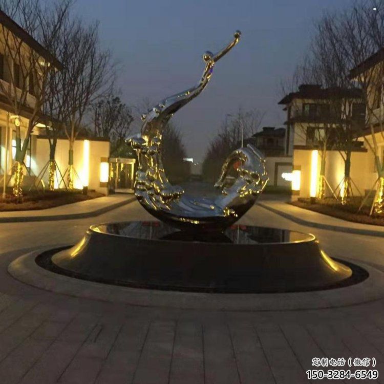 大型海浪紋雕塑公司，花園小品，不銹鋼海浪雕塑提供