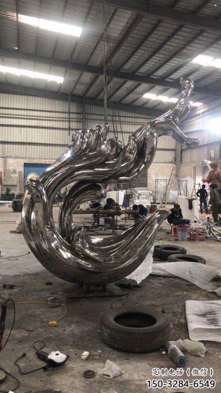 海浪紋雕塑制造商，抽象雕塑，不銹鋼海浪紋雕塑供給