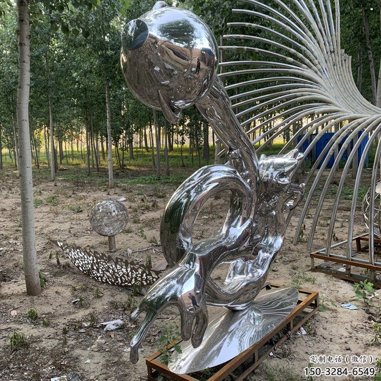 浪花雕塑制造，美陳雕塑，鏡面浪花天壺雕塑展品