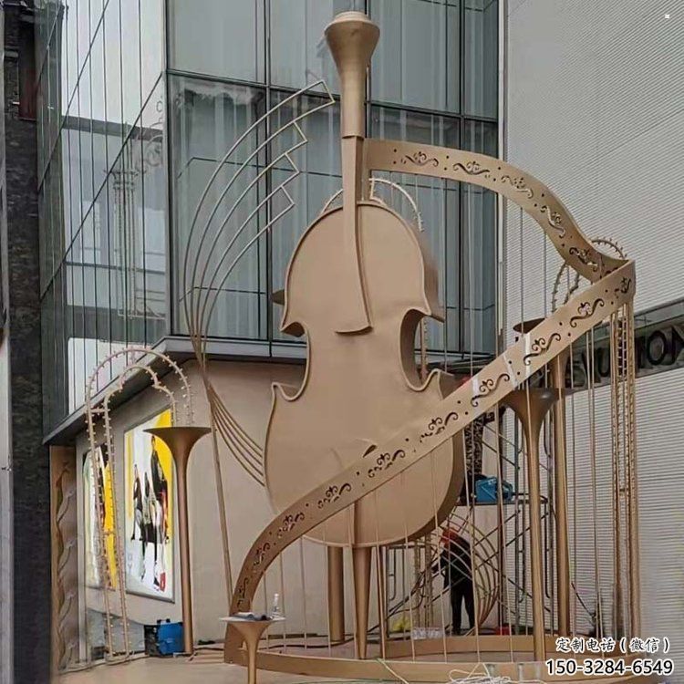 提琴雕塑批發(fā)，鍛造工藝，不銹鋼提琴雕塑承接