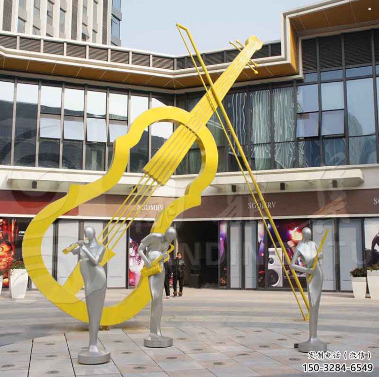 提琴雕塑提供，園林裝飾，不銹鋼提琴雕塑承接