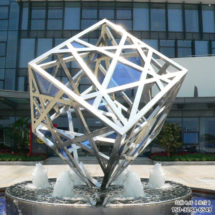 方塊雕塑特供，噴泉雕塑，不銹鋼方塊雕塑優(yōu)選