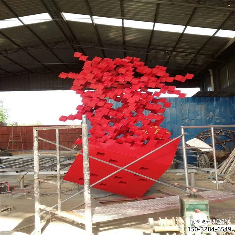 立方體雕塑點擊，城區小品，園林鏤空立方體雕塑承接