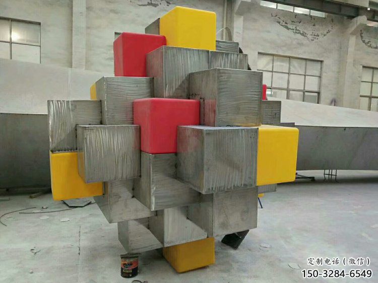 立方體雕塑批發，標識雕塑，鏤空立方體雕塑優選廠家