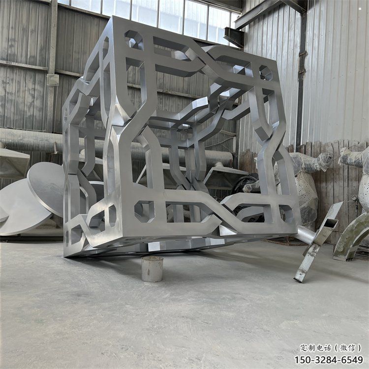 立方體雕塑特供，地標(biāo)擺件，鏤空鏤空立方體雕塑選用