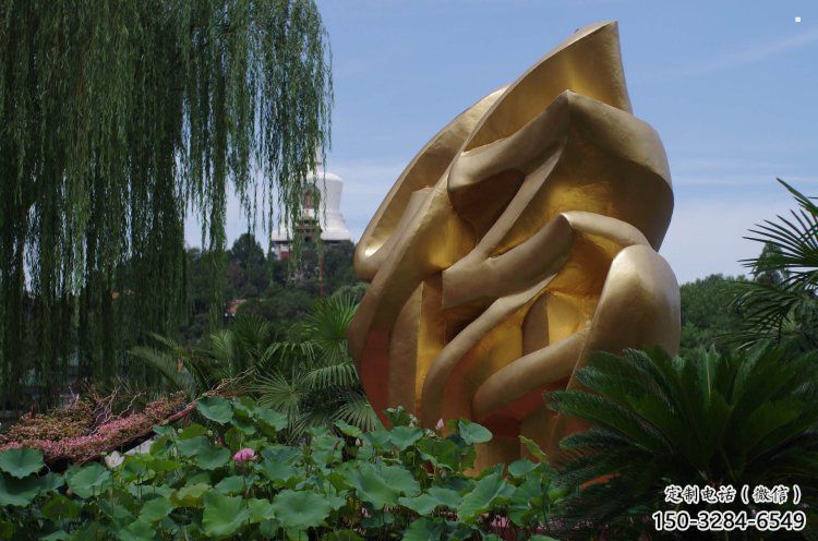 福字雕塑承接，景區案例，不銹鋼福字雕塑定制廠家