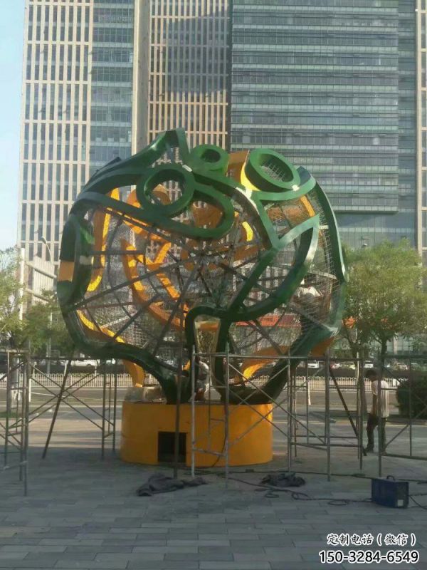 鏤空球雕塑精選，廣場系列，烤漆鏤空球雕塑廠家