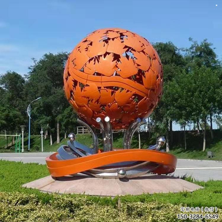 鏤空球雕塑指用，白鋼構(gòu)件，烤漆鏤空球雕塑提供