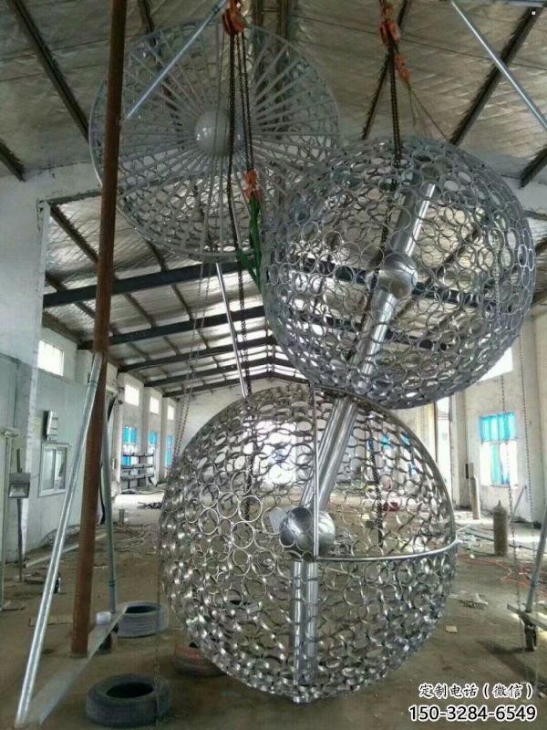 空心球雕塑點(diǎn)擊，景觀雕塑，鏤空空心球雕塑制作