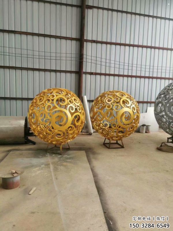 棱面球雕塑服務商，街道標識，鏤空棱面球雕塑定制廠家