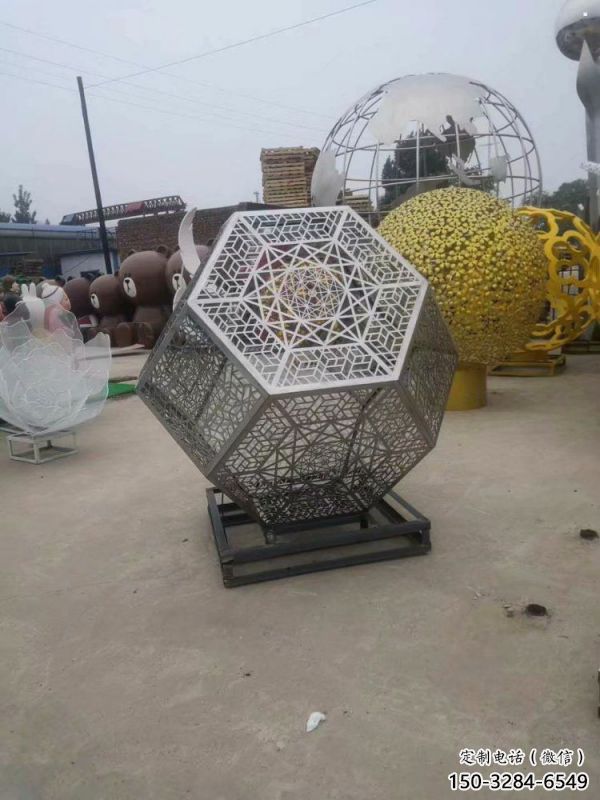 棱面球雕塑精選，景區雕塑，鏤空棱面球雕塑制作