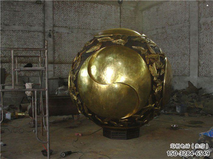 燈光球雕塑擺件定制，市標雕塑，不銹鋼燈光球雕塑廠