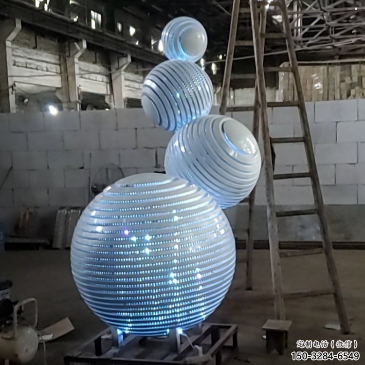 燈光球雕塑承接，城市雕塑，不銹鋼燈光球雕塑精品