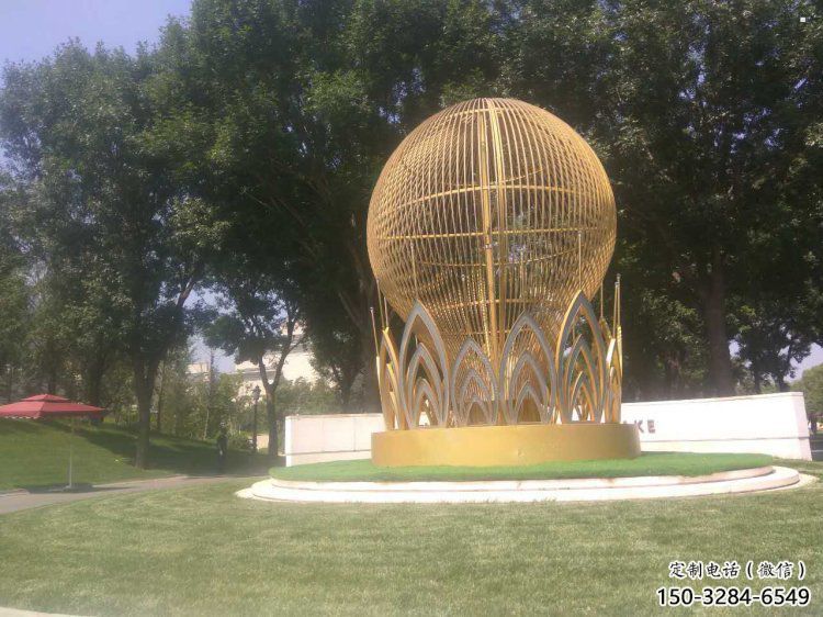 燈光球雕塑點擊，陸地擺件，不銹鋼燈光球雕塑預(yù)定