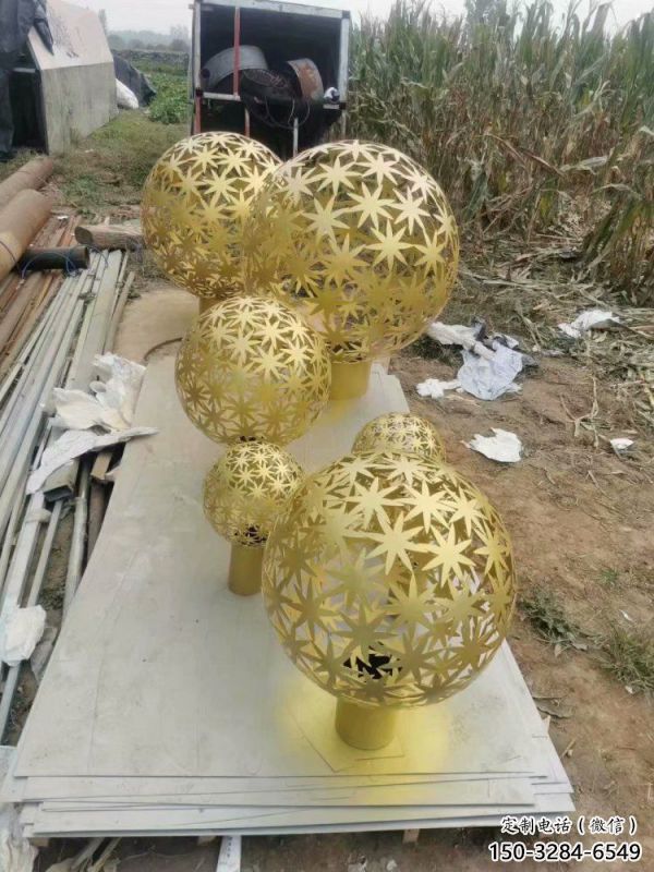 燈光球雕塑訂做，景區案例，不銹鋼燈光球雕塑定制