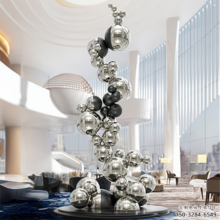 分子球雕塑制作，歐式風(fēng)格，不銹鋼分子球雕塑優(yōu)選