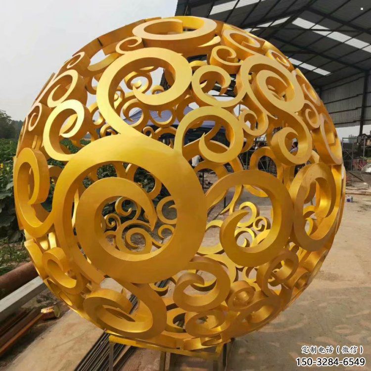 花紋球雕塑定制，城市裝飾，不銹鋼花紋球雕塑承接