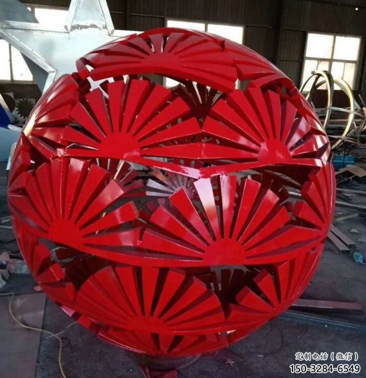 花紋球雕塑觀賞型，景區雕塑，不銹鋼花紋球雕塑指用