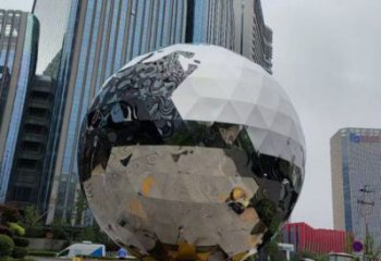 鏡面球雕塑廠家，美陳雕塑，不銹鋼球雕塑生產商
