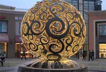 花紋球雕塑制造，中式工藝，不銹鋼花紋球雕塑制造