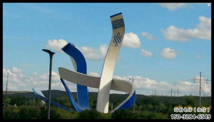 現代絲帶雕塑承接，歐式風格，不銹鋼絲帶雕塑精選