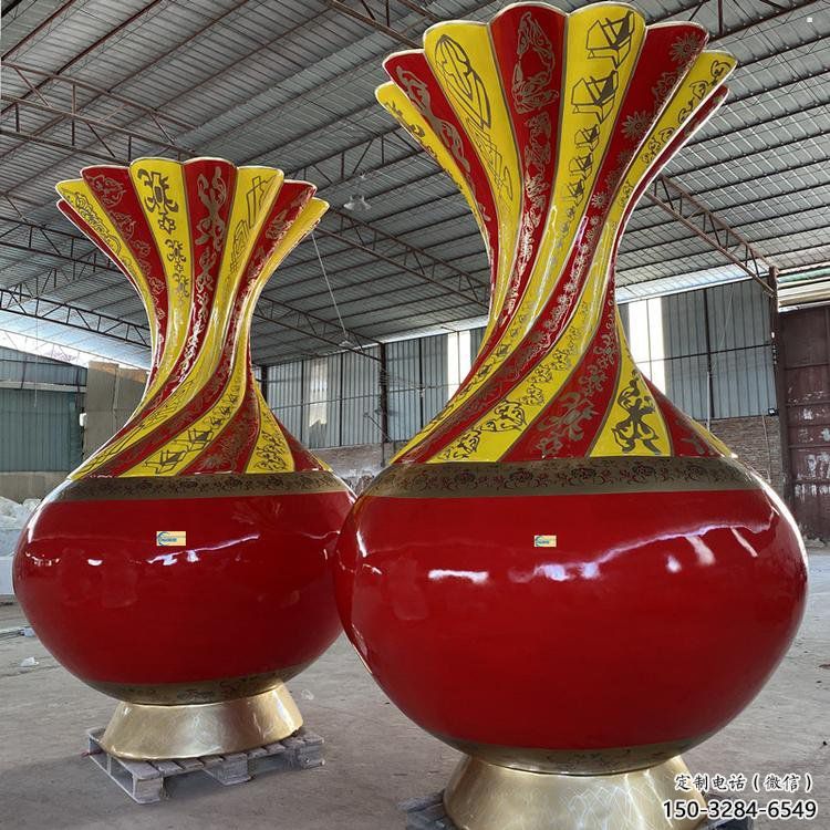 花瓶雕塑觀賞型，公園小品，景觀玻璃鋼花瓶雕塑常用