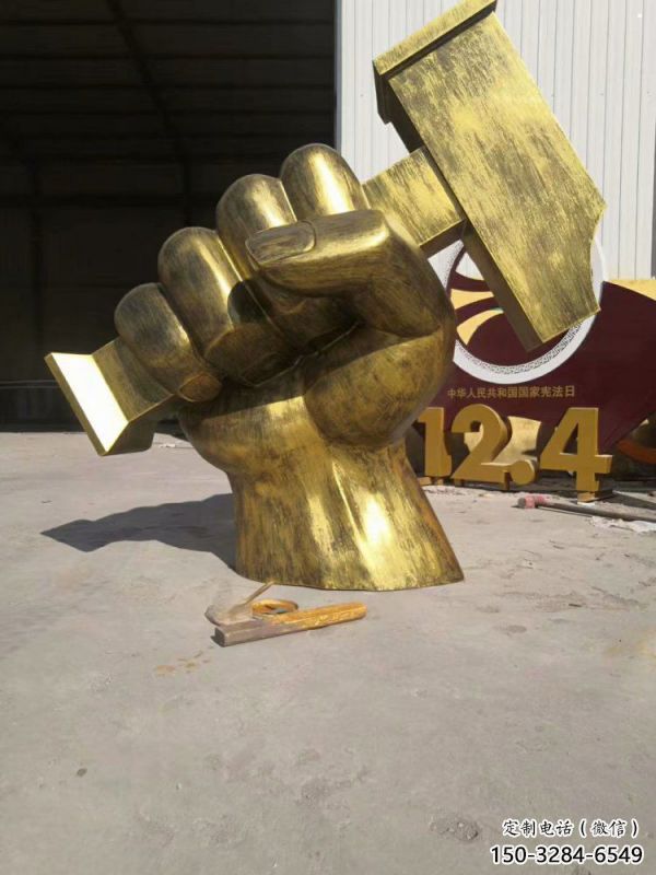 拳頭雕塑優選，景區案例，抽象不銹鋼拳頭雕塑選用