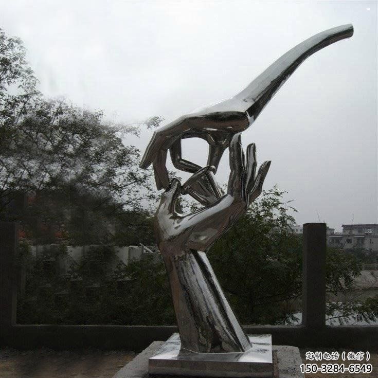 手拈花雕塑制造商，小區(qū)擺件，不銹鋼手拈花雕塑制造廠家